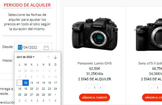 calendario de alquiler
